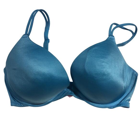 Victoria Secret Bra 34D Slate Blue Underwire Padded Full Coverage Dual Strap - Picture 1 of 9